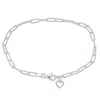 Mimi & Max Fancy-cut Oval Link Heart Charm Bracelet In Sterling Silver-7.5 In In Silver