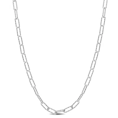 Mimi & Max Fancy Paperclip Chain Necklace In Sterling Silver - 16 In In White