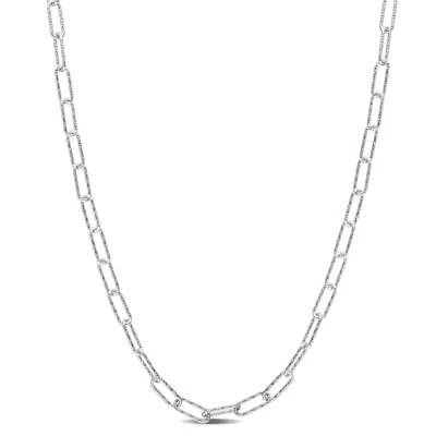 Mimi & Max Fancy Paperclip Chain Necklace In Sterling Silver, 18 In In Metallic