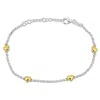 Mimi & Max Four Yellow Heart Charm Station Bracelet On Rolo Chain In Sterling Silver- 7+1 In. In Multi