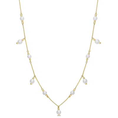 Mimi & Max Freshwater Cultured Pearl Station Necklace In 10k Yellow Gold - 16+2 In.