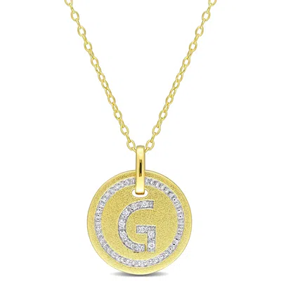 Mimi & Max G Initial Diamond Accent Pendant With Chain In Yellow Plated Sterling Silver In Gold