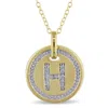 Mimi & Max H Initial Diamond Accent Pendant With Chain In Yellow Plated Sterling Silver In Yellow
