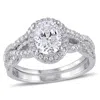 Mimi & Max Halo Oval Cubic Zirconia Twist Bridal Set In Sterling Silver In Silver
