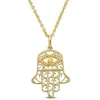 Mimi & Max Hamsa Charm Pendant W/ Chain In 18k Yellow Gold Plated Silver - 17.5+1.5 In. In Yellow