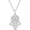 Mimi & Max Hamsa Charm Pendant With Chain In Sterling Silver - 17.5+1.5 In In Silver