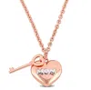 Mimi & Max Heart And Key Charm Love Mom Necklace In Rose Silver - 16+2 In. In Gold