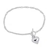 Mimi & Max Heart Charm Bracelet On 2mm Oval Link Chain In Sterling Silver - 7.5 In. In White
