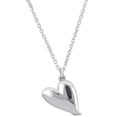 Mimi & Max Heart Charm Necklace In Sterling Silver - 16.5+1 In. In White