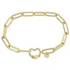 Mimi & Max Heart Charm Paper Clip Link Bracelet In Yellow Silver - 7 In. In Yellow