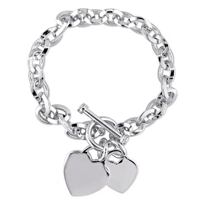 Mimi & Max Heart Charms Charm Bracelet In Sterling Silver In White