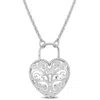 Mimi & Max Heart Lock Necklace With Chain In Sterling Silver - 16+3 In In Silver