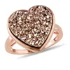 Mimi & Max Heart Shape Rose Druzy Gemstone Cocktail Ring Rose Silver In Multi