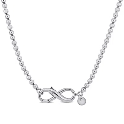 Mimi & Max Infinity Clasp Bead Link Necklace In Sterling Silver - 18 In. In White