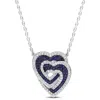 Mimi & Max Interlocking Hearts Pendant With Chain In Sterling Silver In Blue