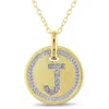 Mimi & Max J Initial Diamond Accent Pendant With Chain In Yellow Plated Sterling Silver In Gold