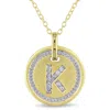 Mimi & Max K Initial Diamond Accent Pendant With Chain In Yellow Plated Sterling Silver In Gold