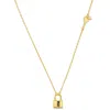 MIMI & MAX LOCK AND KEY CHARM NECKLACE W/ WHITE ENAMEL IN STERLING SILVER - 16+2 IN.