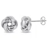 Mimi & Max Love Knot Stud Earrings In 10k White Gold In Silver