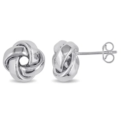 Mimi & Max Love Knot Stud Earrings In 10k White Gold In Silver