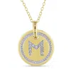 Mimi & Max M Initial Diamond Accent Pendant With Chain In Yellow Plated Sterling Silver In Silver