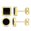 Mimi & Max Men's 1 5/8ct Tgw Square Round Black Onyx Stud Earrings Yellow Plated Sterling Silver In Black