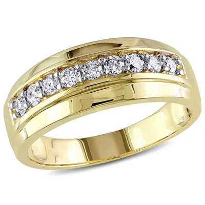 Mimi & Max Men's 1/2ct Tw Diamond Wedding Band In 10k Yellow Gold In Silver