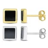 Mimi & Max Men's 2ct Square Black Onyx Hematite Stud Earrings 2-piece Set Yellow White Sterling Silver In Black