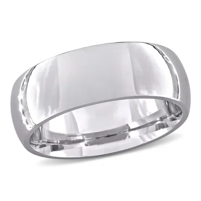 Mimi & Max Men's 7.5mm Comfort Fit Wedding Band 14k White Gold In Silver