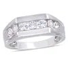 Mimi & Max Mens Channel Set Created White Sapphire Ring In Sterling Silver In White