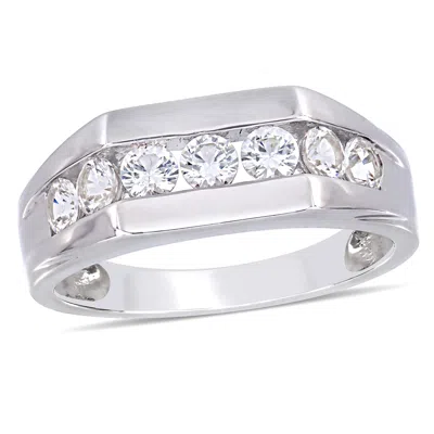 Mimi & Max Mens Channel Set Created White Sapphire Ring In Sterling Silver