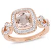 Mimi & Max Morganite And 1/3ct Tw Diamond Infinity Halo Ring 10k Rose Gold In Pink