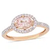 Mimi & Max Morganite And 1/4ct Tw Diamond Floating Halo Ring 14k Rose Gold In Pink