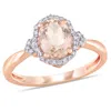 Mimi & Max Morganite And 1/8ct Tw Diamond Halo Ring 10k Rose Gold In Pink