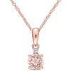 Mimi & Max Morganite And Diamond Pendant With Chain In 10k Rose Gold In Pink