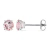 Mimi & Max Morganite Solitaire Stud Earrings In 14k White Gold In Pink