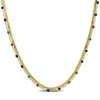 Mimi & Max Multi Color Bead Double Strand Herringbone Chain Necklace In Yellow Silver - 15+2 In. In Multi