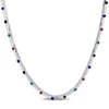 Mimi & Max Multi-color Bead Double Strand Herringbone Necklace In Sterling Silver - 15+2 In. In Multi