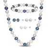 Mimi & Max Multi-color Cultured Freshwater Pearl Necklace Stud Earrings Bracelet 5-piece Set Sterling Silver In Silver