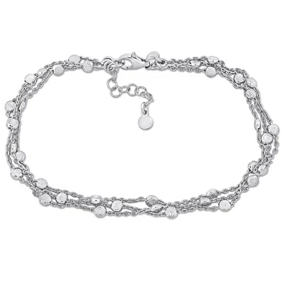 Mimi & Max Multi-strand Anklet With Sterling Silver Lobster Clasp - 9 In