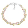Mimi & Max Multi-strand Bracelet In 3-tone 18k Gold Plated Sterling Silver In Multi