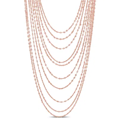 Mimi & Max Multi-strand Chain Necklace In Rose Plated Sterling Silver - 18 In In Gold