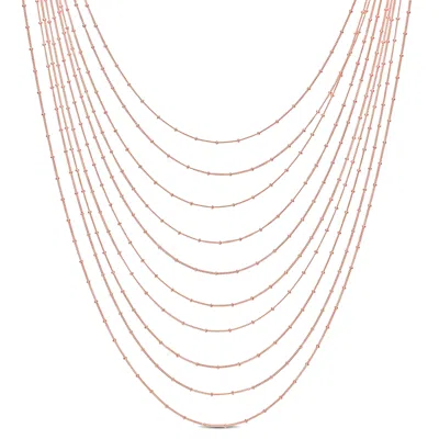 Mimi & Max Multi-strand Chain Necklace In Rose Plated Sterling Silver - 18 In In Gold