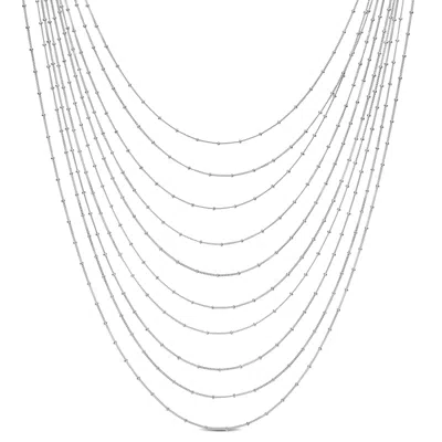 Mimi & Max Multi-strand Chain Necklace In Sterling Silver - 16 In