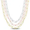 Mimi & Max Multi-strand Paperclip Chain Necklace In 3-tone 18k Gold Plated Sterling Silver, 18 In In Multi