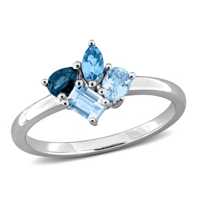Mimi & Max Multi-gem Cluster Ring Sterling Silver In Blue