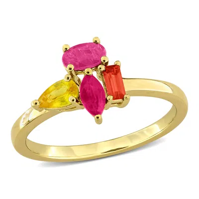 Mimi & Max Multi-gem Cluster Ring Sterling Silver In Green