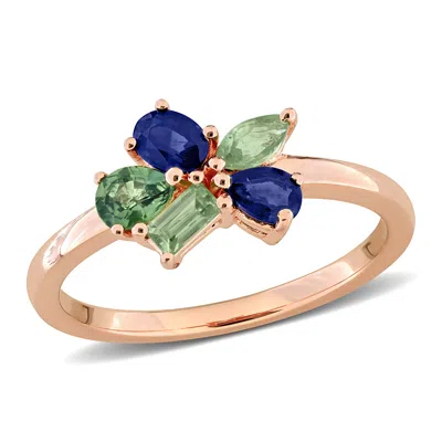 Mimi & Max Multi-gem Cluster Ring Sterling Silver In Pink