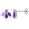 Mimi & Max Multi-gem Cluster Stud Earrings Sterling Silver In Metallic