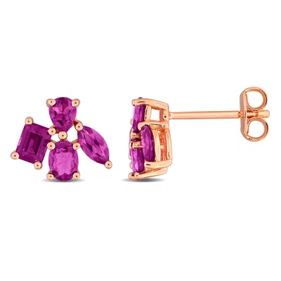 Mimi & Max Multi-gem Cluster Stud Earrings Sterling Silver In Neutral